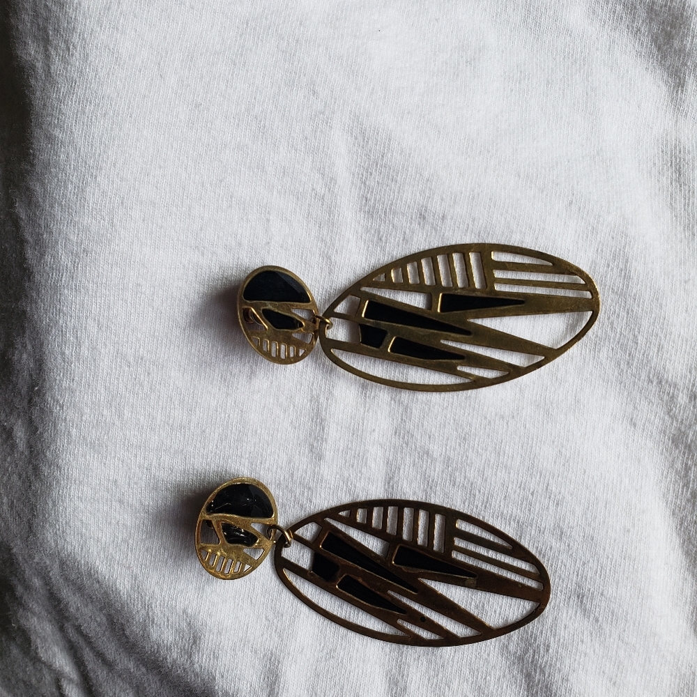 gold and black earrings